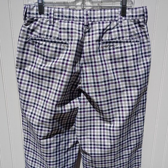 IZOD Golf Pants Mens 32 x 32 Plaid PerformX Flat Front Polyester Straight Leg - Picture 10 of 11